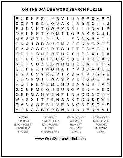 On the Danube Printable Word Search Puzzle