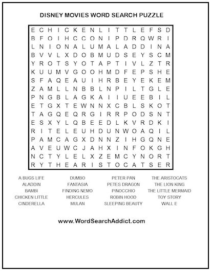 disney movies printable word search puzzle word search addict