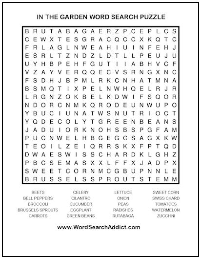 In The Garden Printable Word Search Puzzle