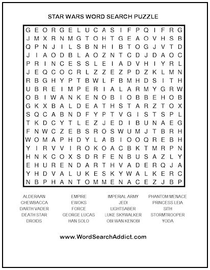 star wars printable word search puzzle word search addict