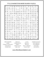 Title Characters Printable Word Search Puzzle | Word Search Addict