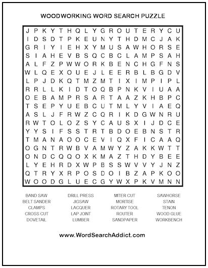 Woodworking Printable Word Search Puzzle