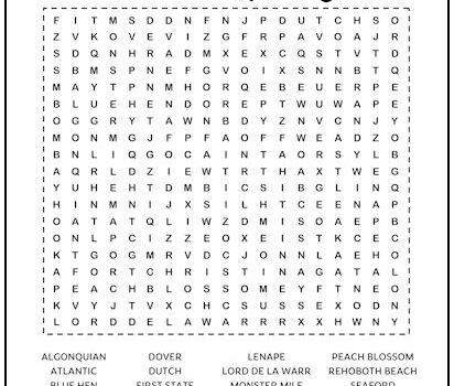 Delaware Printable Word Search Puzzle
