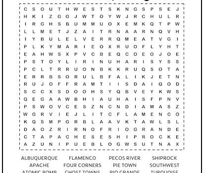 New Mexico Printable Word Search Puzzle