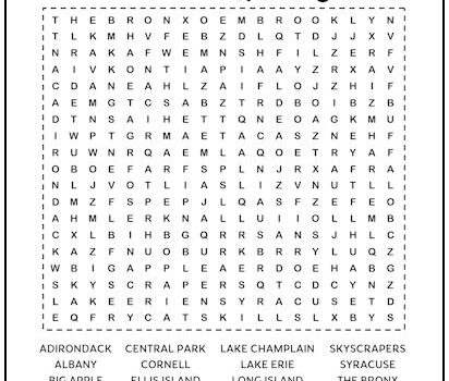 New York Printable Word Search Puzzle
