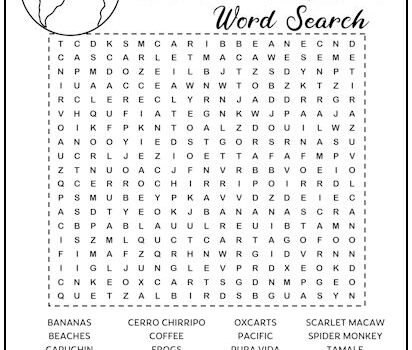 Costa Rica Printable Word Search Puzzle