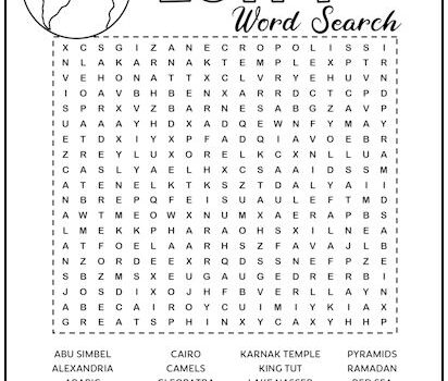 Egypt Printable Word Search Puzzle