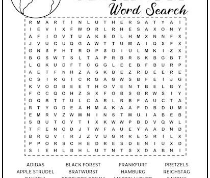 Germany Printable Word Search Puzzle