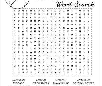 Mexico Printable Word Search Puzzle