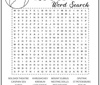 Russia Printable Word Search Puzzle
