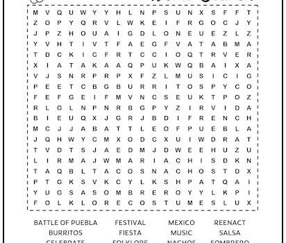 Cinco de Mayo Printable Word Search Puzzle