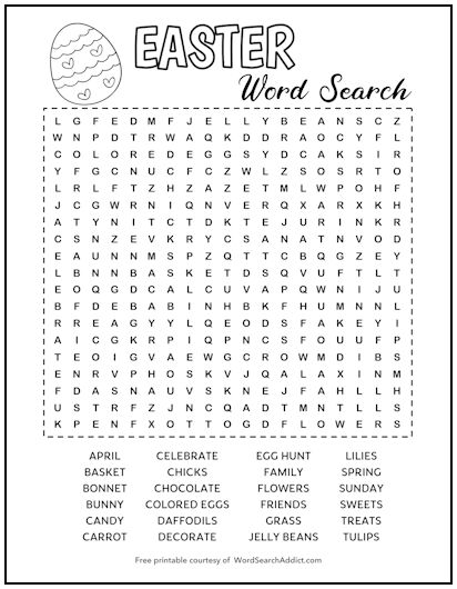 Easter Printable Word Search Puzzle