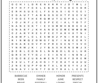 Father's Day Printable Word Search Puzzle