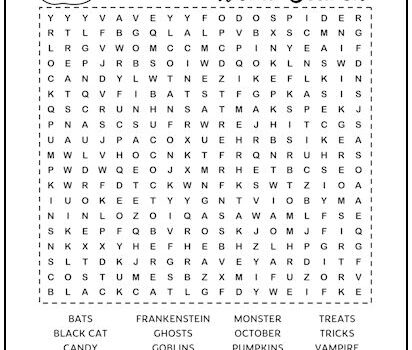 Halloween Printable Word Search Puzzle