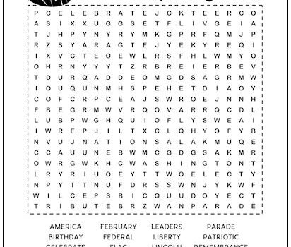Presidents Day Printable Word Search Puzzle