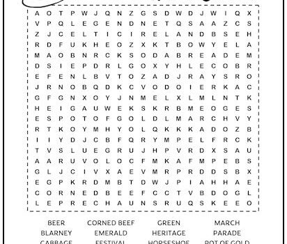 St. Patrick's Day Printable Word Search Puzzle