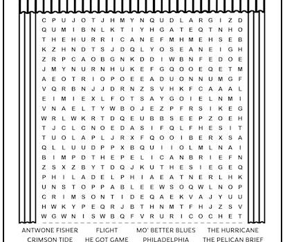 Denzel Washington Movies Printable Word Search Puzzle Denzel Washington Movies Printable Word Search Puzzle