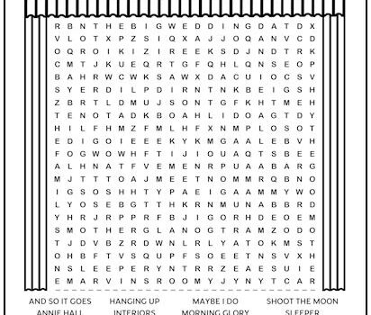Diane Keaton Movies Printable Word Search Puzzle Diane Keaton Movies Printable Word Search Puzzle