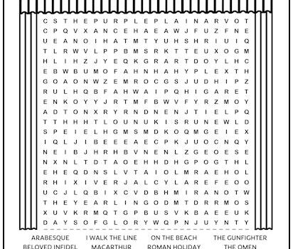 Gregory Peck Movies Printable Word Search Puzzle Gregory Peck Movies Printable Word Search Puzzle