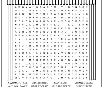 Joan Crawford Movies Printable Word Search Puzzle Joan Crawford Movies Printable Word Search Puzzle