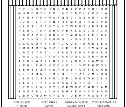 Julia Roberts Movies Printable Word Search Puzzle Julia Roberts Movies Printable Word Search Puzzle