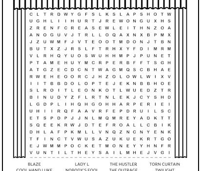 Paul Newman Movies Printable Word Search Puzzle Paul Newman Movies Printable Word Search Puzzle