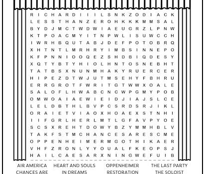 Robert Downey Jr. Movies Printable Word Search Puzzle Robert Downey Jr. Movies Printable Word Search Puzzle