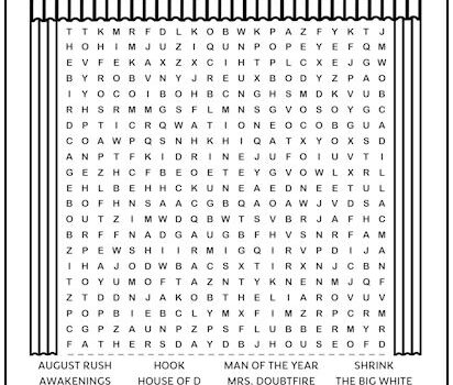 Robin Williams Movies Printable Word Search Puzzle Robin Williams Movies Printable Word Search Puzzle