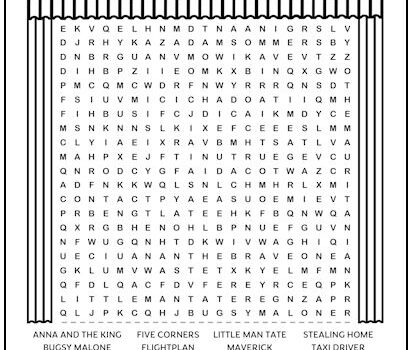 Jodie Foster Movies Printable Word Search Puzzle