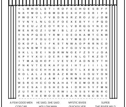 Kevin Bacon Movies Printable Word Search Puzzle Kevin Bacon Movies Printable Word Search Puzzle
