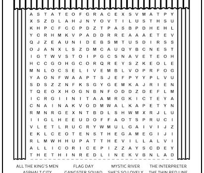 Sean Penn Movies Printable Word Search Puzzle