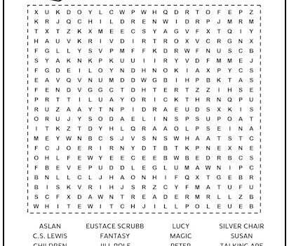 The Chronicles of Narnia Printable Word Search The Chronicles of Narnia Printable Word Search