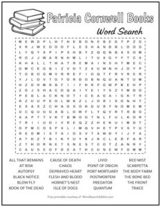 Patricia Cornwell Books Printable Word Search Puzzle
