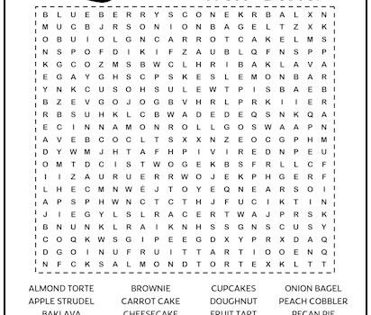 Baked Goods Printable Word Search Puzzle