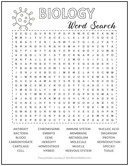 Biology Printable Word Search