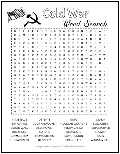 Cold War Printable Word Search Puzzle