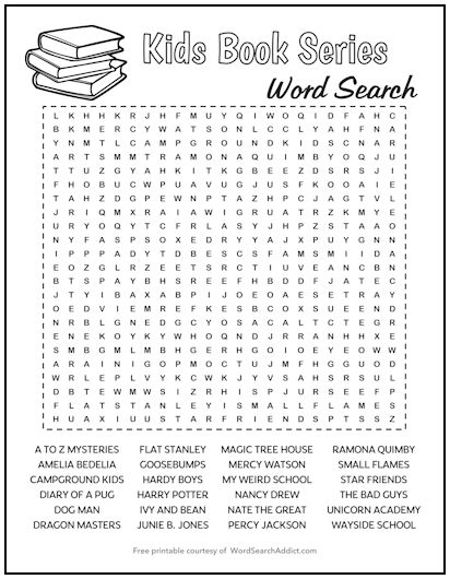Kids Book Series Printable Word Search