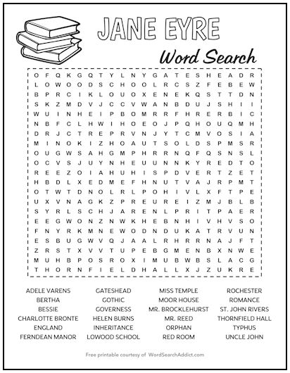 Jane Eyre Printable Word Search