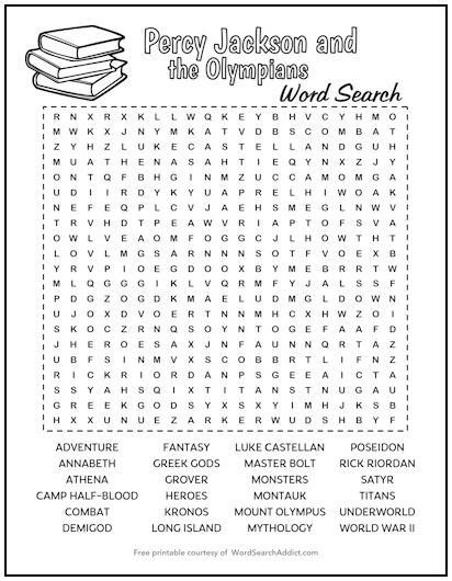 Percy Jackson & the Olympians Printable Word Search