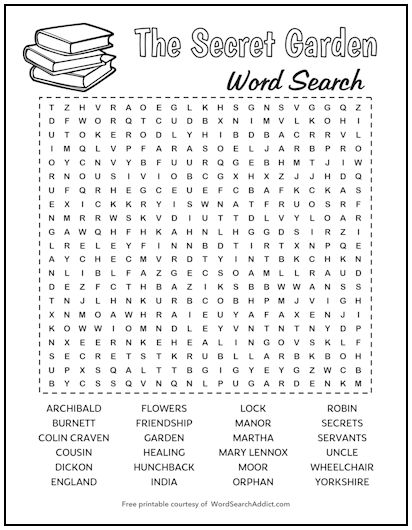 The Secret Garden Printable Word Search