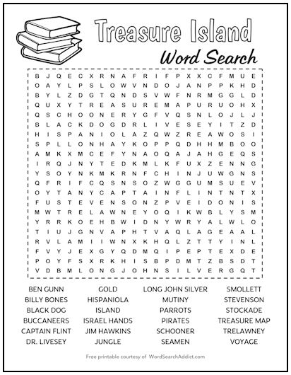 Treasure Island Printable Word Search