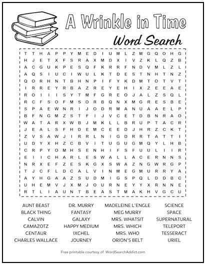 A Wrinkle in Time Printable Word Search